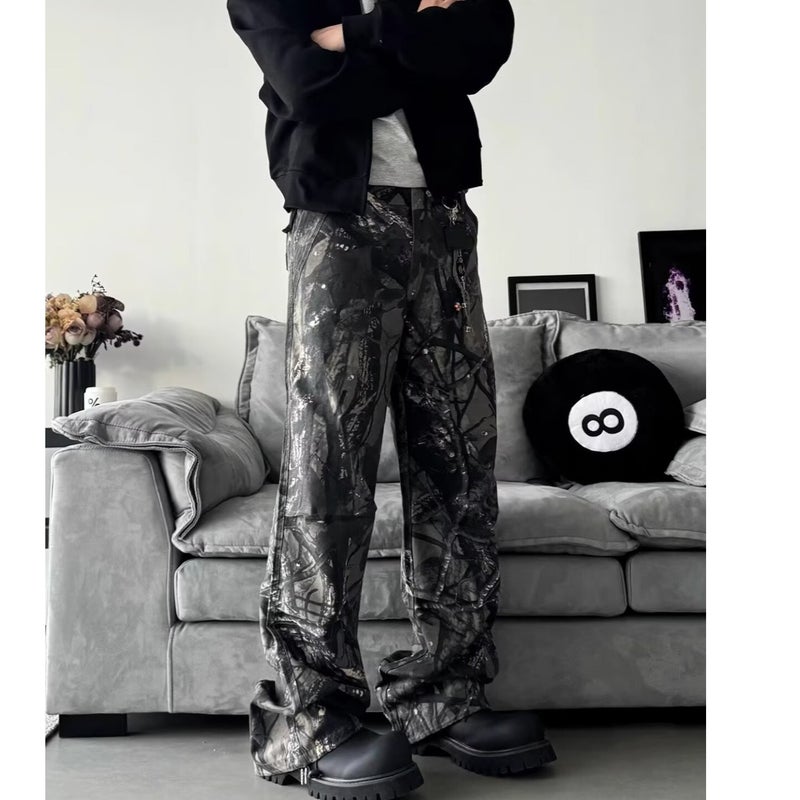 Camouflage Overalls Jeans Men'S Summer American Style High Street Design Sense Niche Loose Straight Casual Pants - Image 4